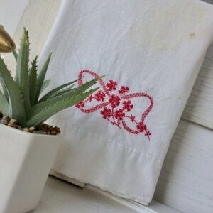 Coquette Pillowcase Vintage Hand Embroidered COTTAGECORE Pink Floral Retro